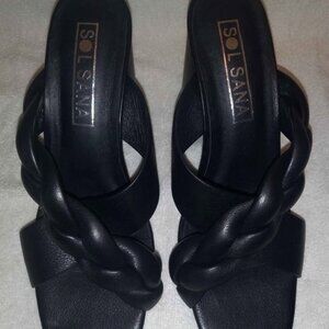 Sol San, Black Jovy, 4" Braided Mules, Size 8
